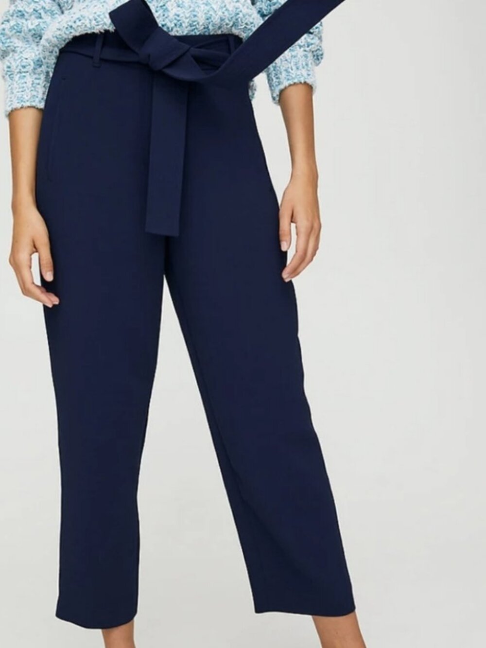 Aritzia Wilfred Tie-Front Pants — Navy, Size 4